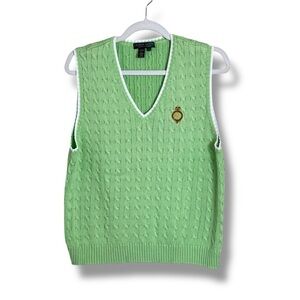 Lauren Ralph Lauren- Lauren Active Green Knit Vest With Crest Size XL